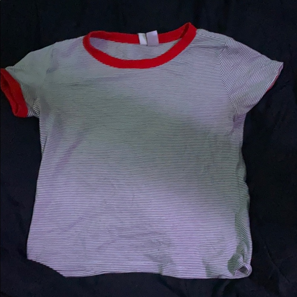 a striped belly shirt